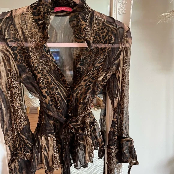 Animal Print Sheer Blouse - Picture 1 of 5
